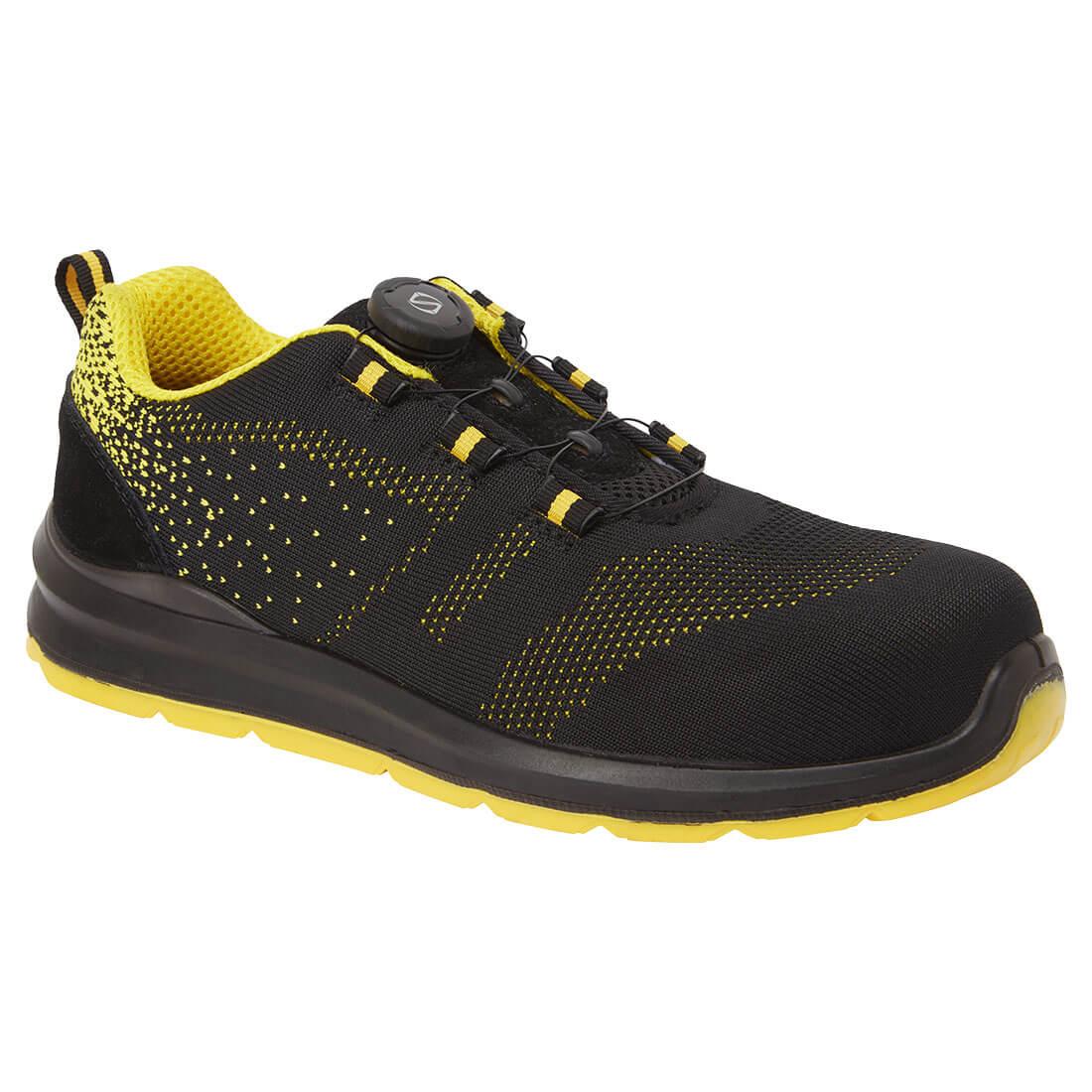 Portwest Composite Wire Lace Safety Trainer Knit S1P - Black/Yellow