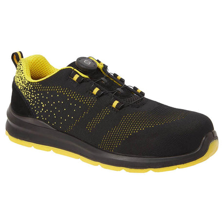 Portwest Composite Wire Lace Safety Trainer Knit S1P - Black/Yellow