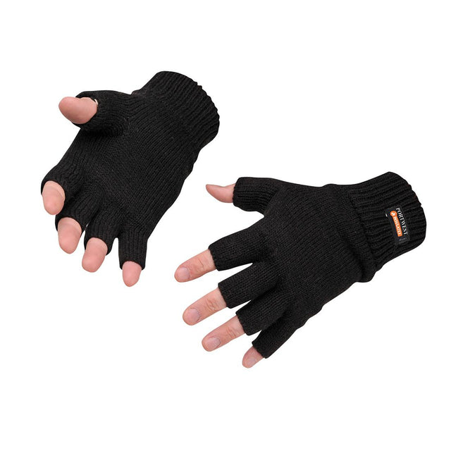 Insulated Fingerless Knit Glove - Black