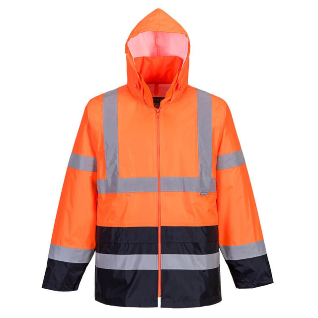 Hi-Vis Contrast Classic Rain Jacket - Orange/Navy