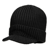 Beanie Hat with Peak - Black
