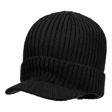 Beanie Hat with Peak - Black