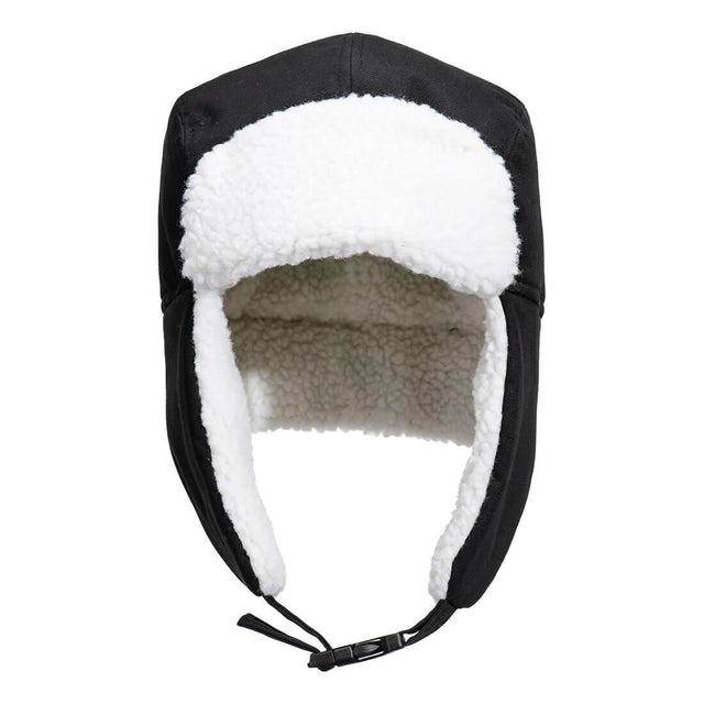 Sherpa Lined Trapper Hat - Black