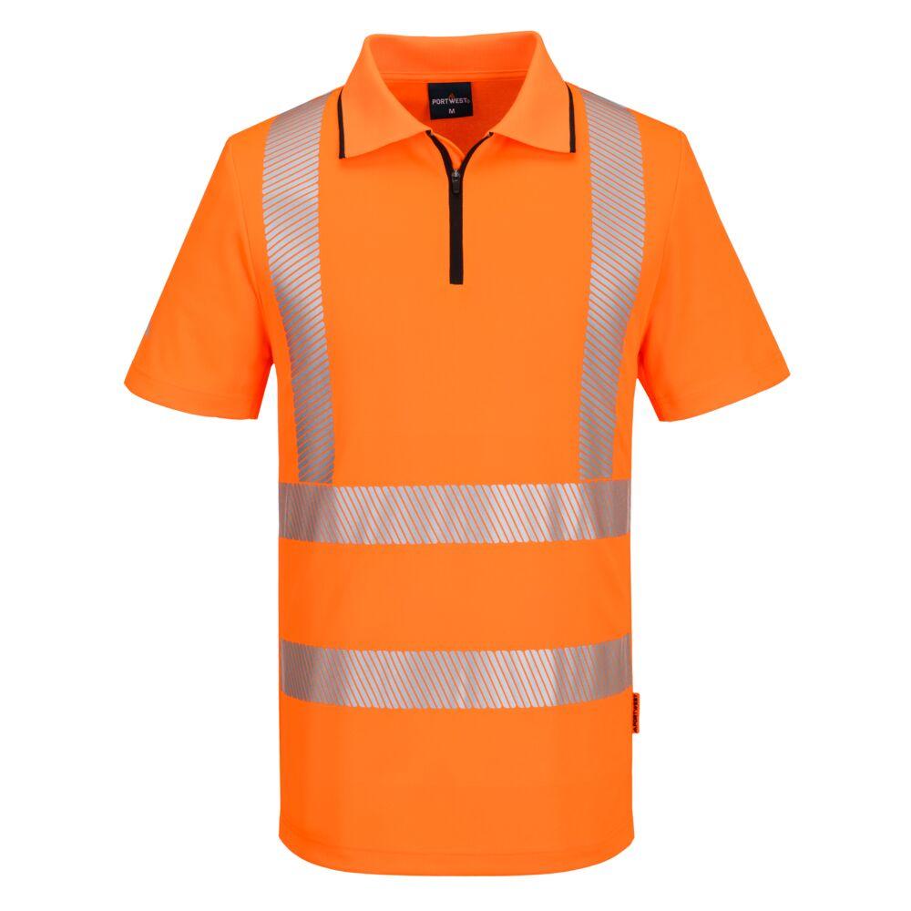 KX3 Sport Hi-Vis Zip Polo Shirt S/S - Orange