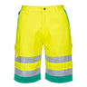 Hi-Vis Lightweight Polycotton Shorts - Yellow/Teal