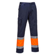 Hi-Vis Lightweight Contrast Class 1 Service Trousers - Orange/Navy
