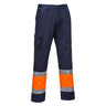Hi-Vis Lightweight Contrast Class 1 Service Trousers - Orange/Navy