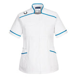 Medical Maternity Tunic - White/Aqua