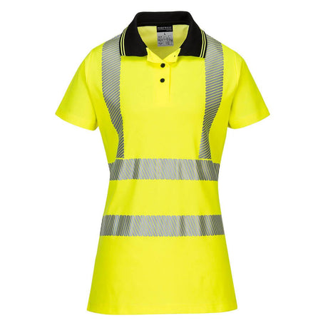 Hi-Vis Women's Cotton Comfort Pro Polo Shirt S/S - Yellow/Black