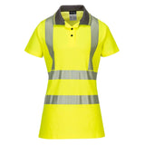 Hi-Vis Women's Cotton Comfort Pro Polo Shirt S/S - Yellow/Grey