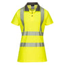 Hi-Vis Women's Cotton Comfort Pro Polo Shirt S/S - Yellow/Grey