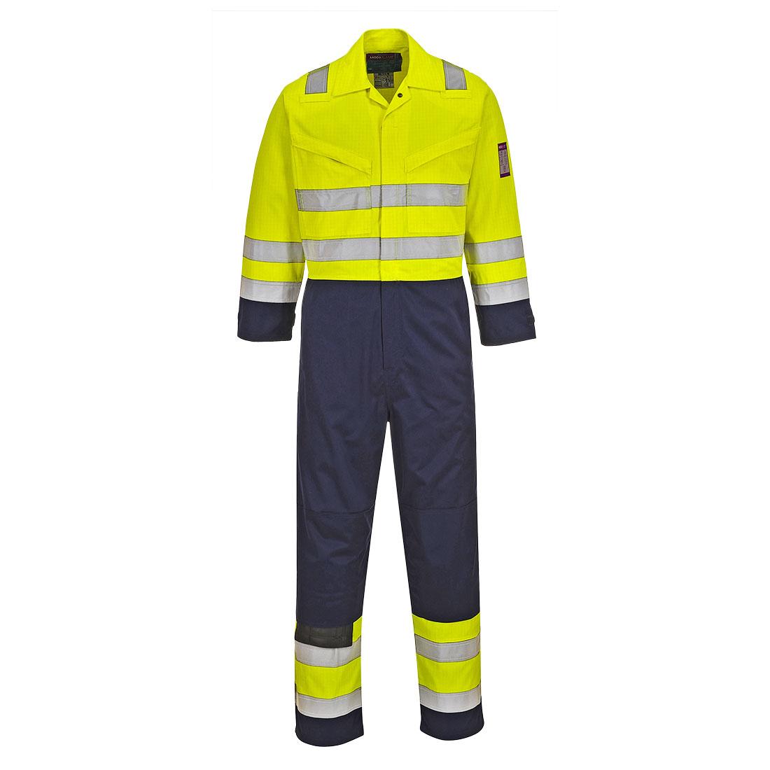 Modaflame Work Hi-Vis Multi-Norm Contrast FR Coverall - Yellow/Navy