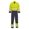 Modaflame Work Hi-Vis Multi-Norm Contrast FR Coverall - Yellow/Navy