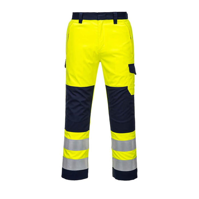 Modaflame Work Hi-Vis Multi-Norm Contrast FR Trousers - Yellow/Navy