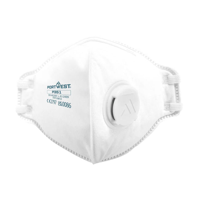 FFP3 Valved Dolomite Fold Flat Respirator (Pk20) - White