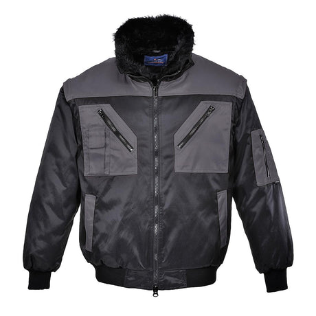 Two Tone Pilot Jacket - Black/Grey