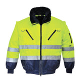 Hi-Vis 3-in-1 Contrast Pilot Jacket - Yellow/Navy