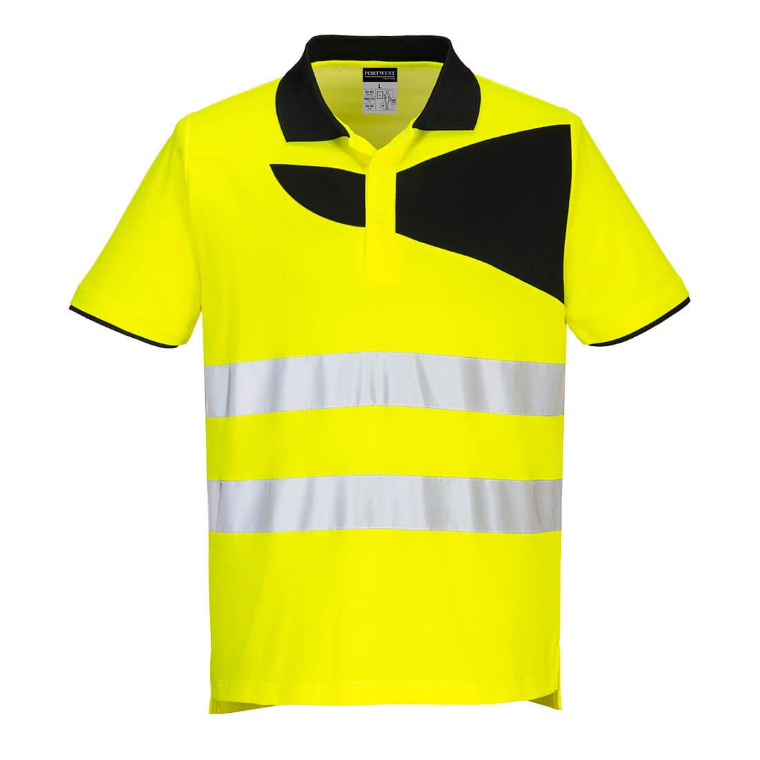 PW2 Hi-Vis Cotton Comfort Polo Shirt S/S - Yellow/Black