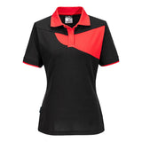 PW2 Women's Polo Shirt S/S - Black/Red