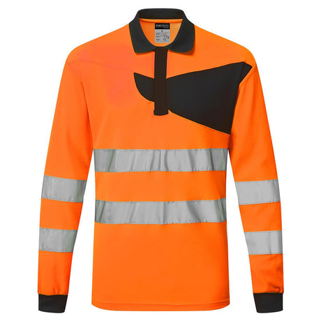PW2 Hi-Vis Polo Shirt L/S - Orange/Black