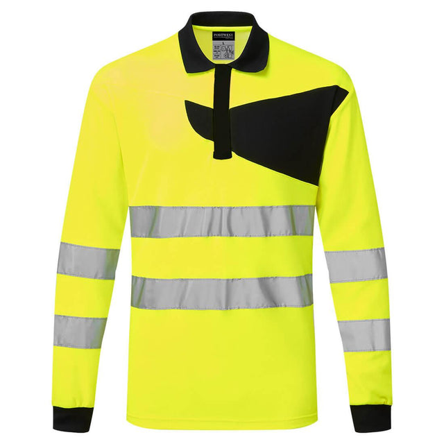 PW2 Hi-Vis Polo Shirt L/S - Yellow/Black