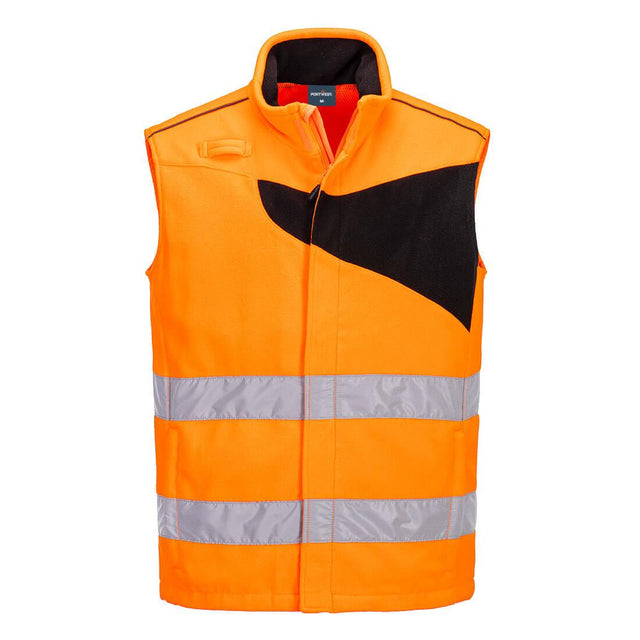 PW2 Hi-Vis Fleece Bodywarmer - Orange/Black