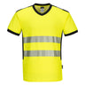 PW3 Hi-Vis V-Neck Mesh Insert T-Shirt S/S - Yellow/Black