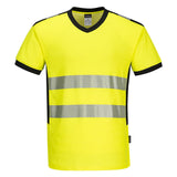 PW3 Hi-Vis V-Neck Mesh Insert T-Shirt S/S - Yellow/Black