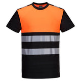 PW3 Hi-Vis Cotton Comfort Class 1 T-Shirt S/S - Black/Orange