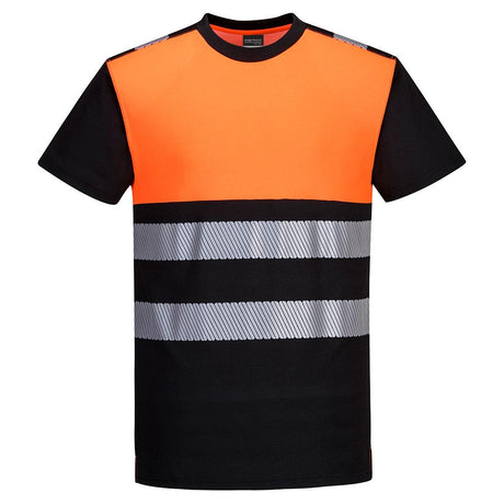 PW3 Hi-Vis Cotton Comfort Class 1 T-Shirt S/S - Black/Orange