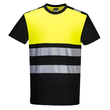 PW3 Hi-Vis Cotton Comfort Class 1 T-Shirt S/S - Black/Yellow