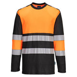 PW3 Hi-Vis Cotton Comfort Class 1 T-Shirt L/S - Orange/Black