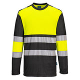 PW3 Hi-Vis Cotton Comfort Class 1 T-Shirt L/S - Yellow/Black