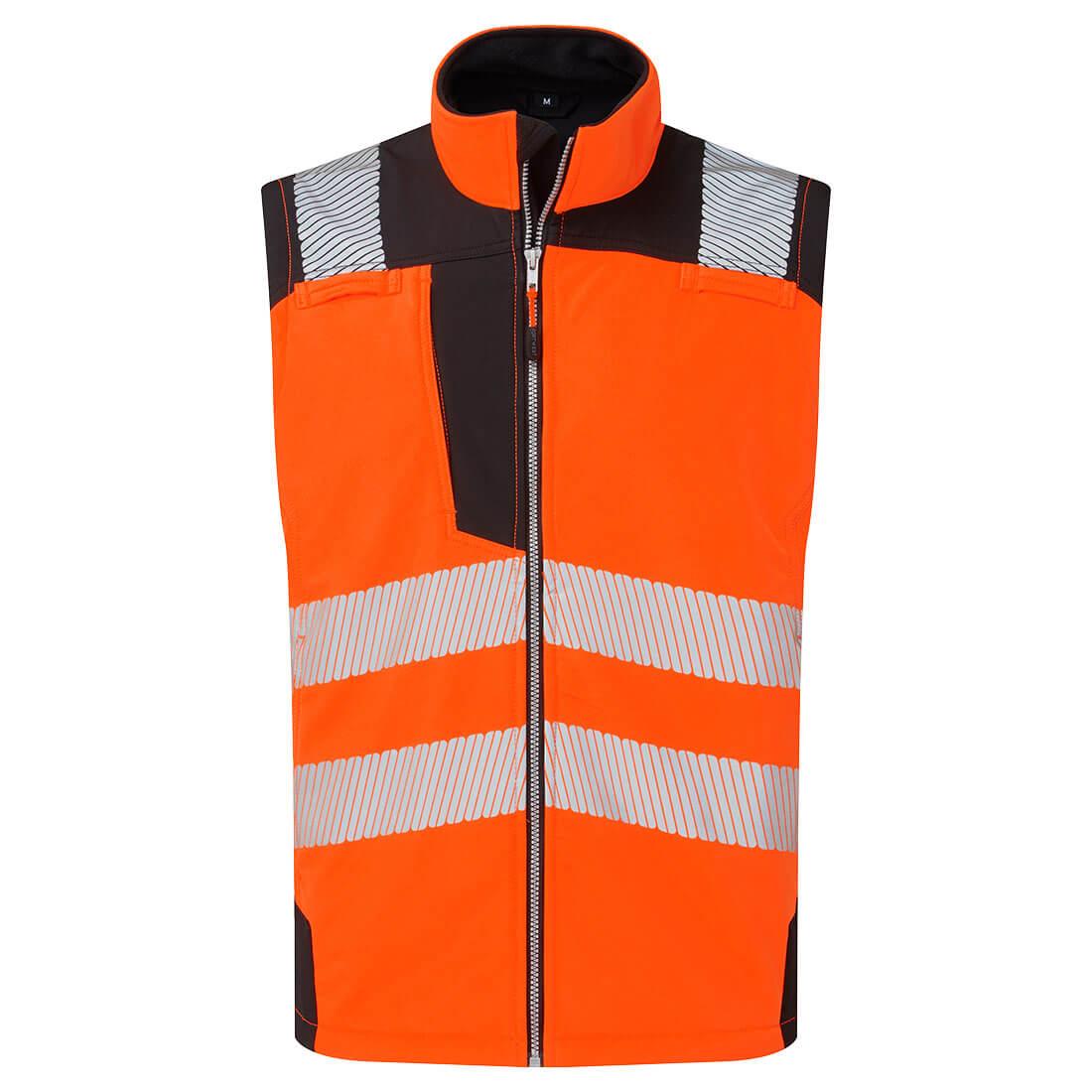 PW3 Hi-Vis Softshell Gilet (3L) - Orange/Black