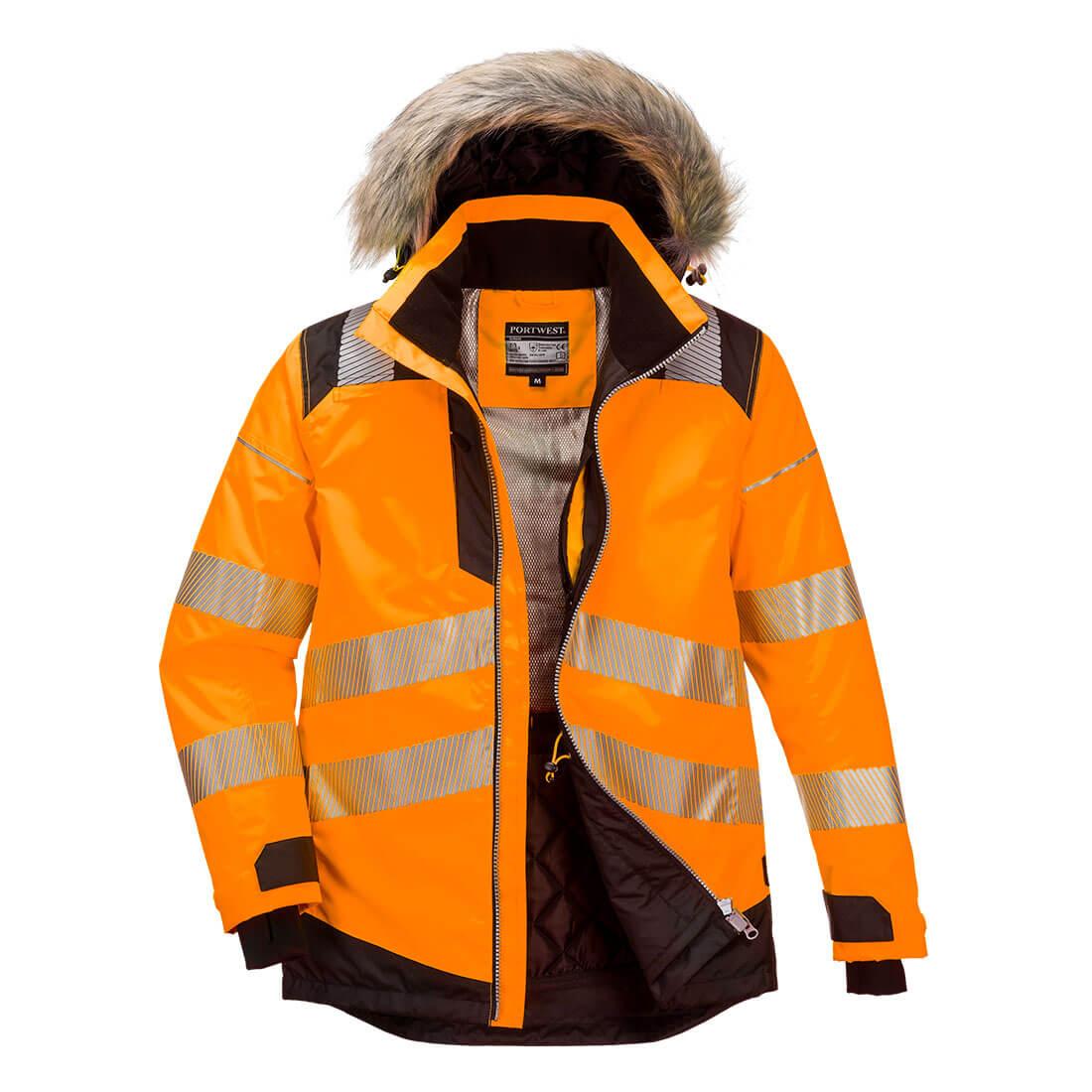 PW3 Hi-Vis Winter Parka Jacket - Orange/Black