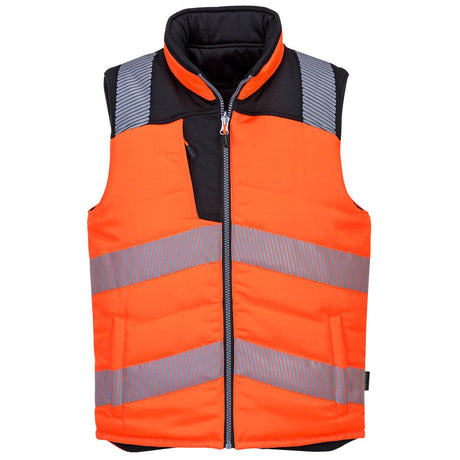 PW3 Hi-Vis Reversible Bodywarmer - Orange/Black