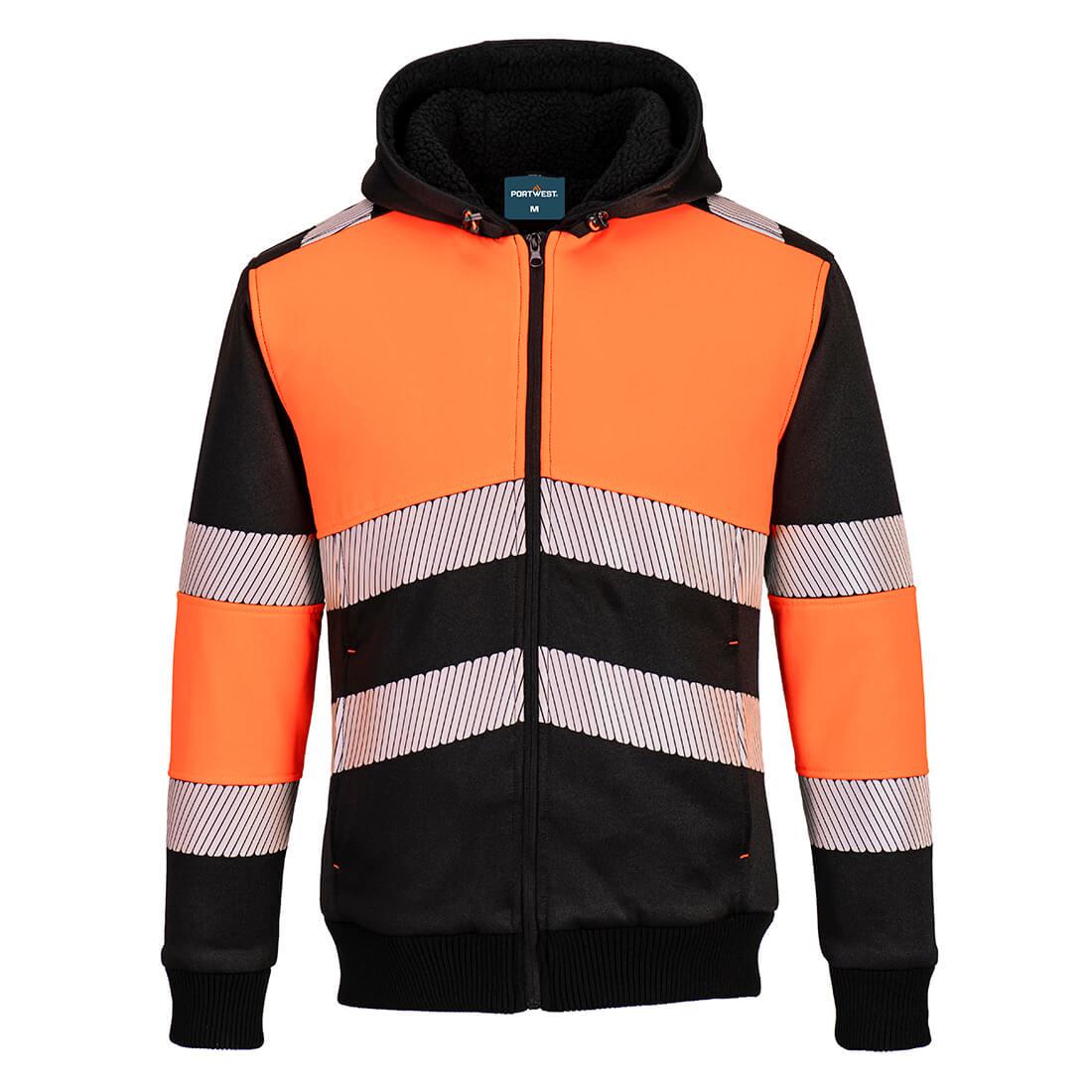 PW3 Hi-Vis Zipped Class 1 Winter Hoodie - Orange/Black