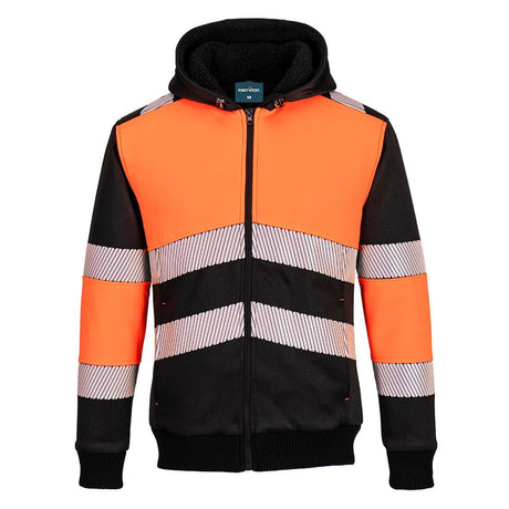 PW3 Hi-Vis Zipped Class 1 Winter Hoodie - Orange/Black