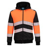 PW3 Hi-Vis Zipped Class 1 Winter Hoodie - Orange/Black