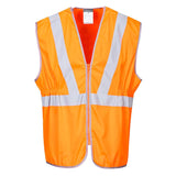 Hi-Vis Zip Long Length Vest - Orange