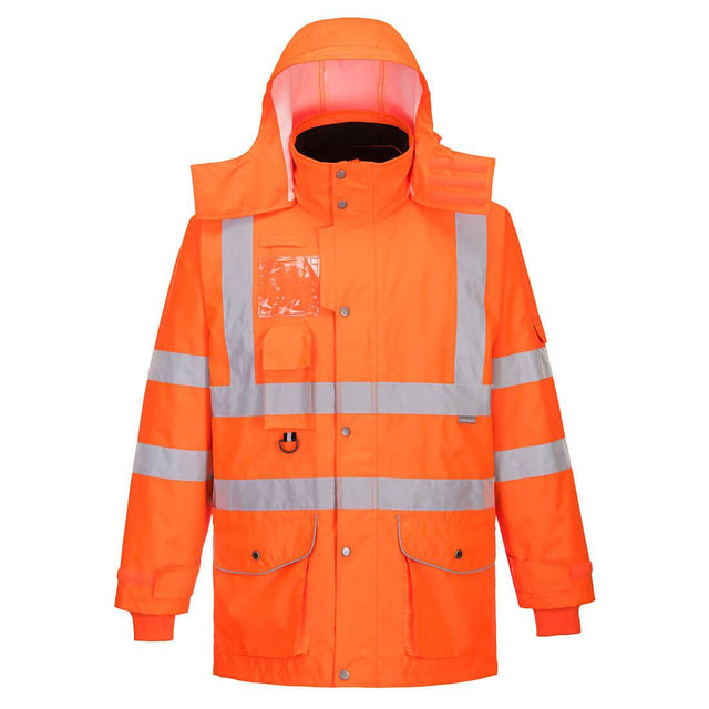 Hi-Vis Breathable 7-in-1 Traffic Jacket - Orange