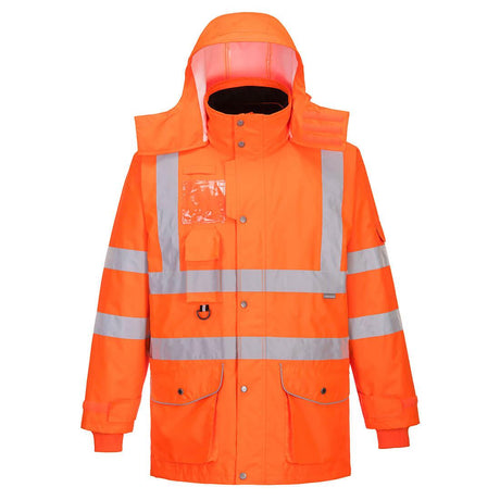 Hi-Vis Breathable 7-in-1 Traffic Jacket - Orange