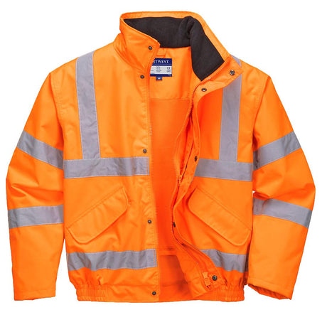 Hi-Vis Breathable Rain Bomber Jacket - Orange