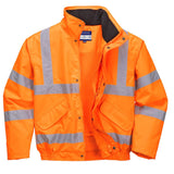 Hi-Vis Breathable Rain Bomber Jacket - Orange