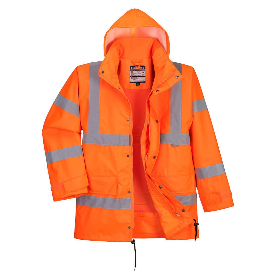 Hi-Vis Breathable Interactive Rain Traffic Jacket - Orange