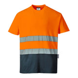 Hi-Vis Cotton Comfort Contrast T-Shirt S/S - Orange/Navy