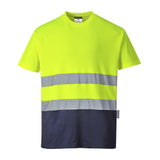 Hi-Vis Cotton Comfort Contrast T-Shirt S/S - Yellow/Navy