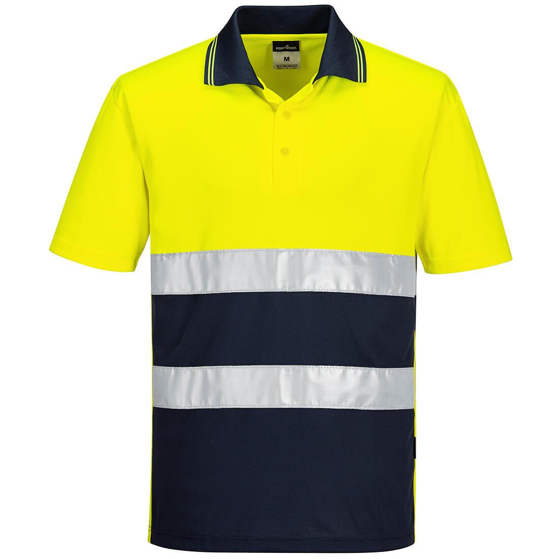Hi-Vis Lightweight Contrast Polo Shirt S/S - Yellow/Navy