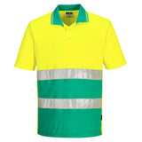 Hi-Vis Lightweight Contrast Polo Shirt S/S - Yellow/Teal