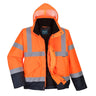 Hi-Vis Contrast Winter Bomber Jacket - Orange/Navy